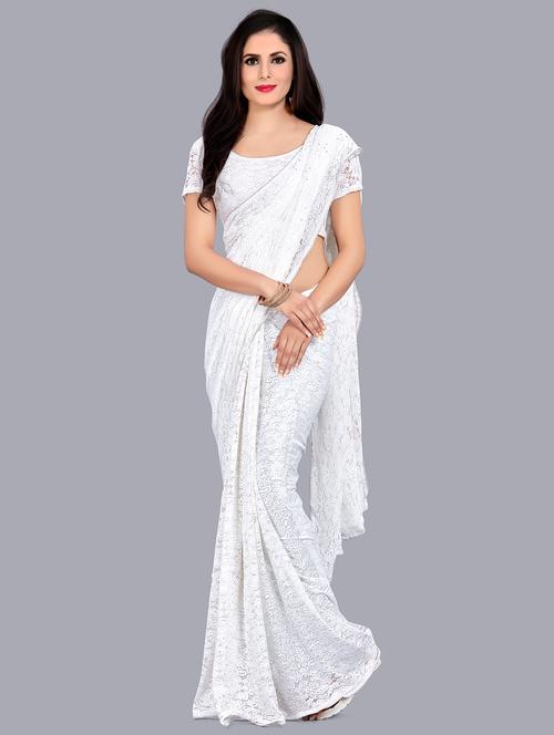 white net jamdani saree with blouse - 17556825 - Very Small Image - 1