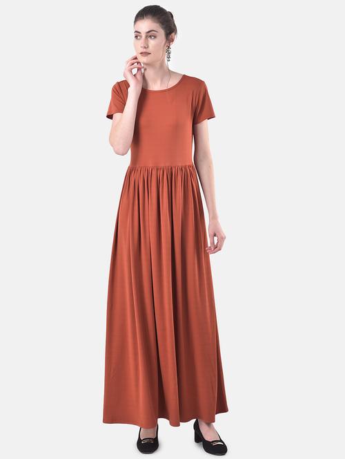 round neck gather detail maxi dress - 17557280 - Very Small Image - 1