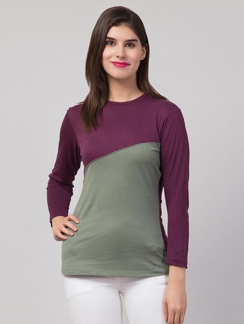 round neck color block tee  - 17557542 - Very Small Image - 1