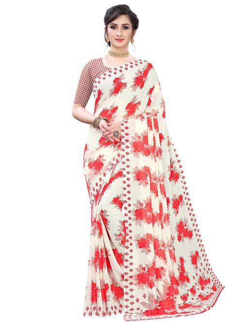 floral printed saree with blouse - 17557953 - Very Small Image - 1