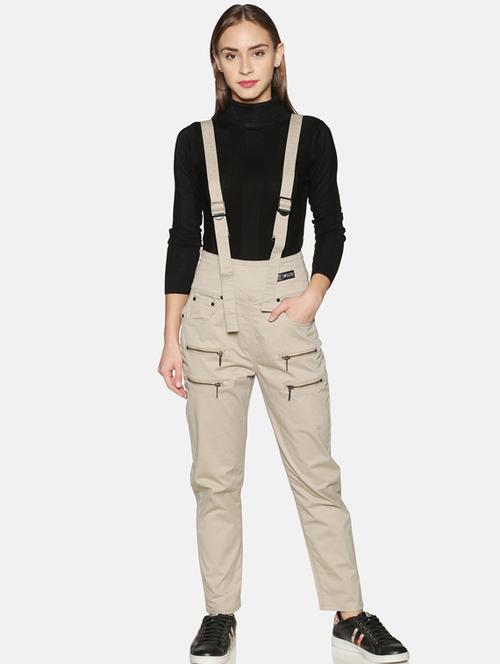 women solid cargo pants with suspenders  - 17559023 - Very Small Image - 1