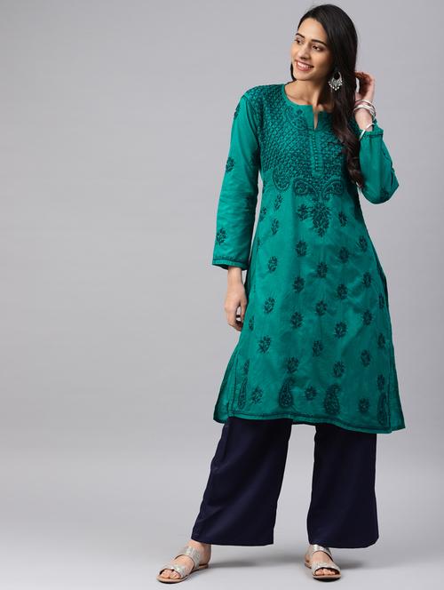 chikankari straight kurta - 17559116 - Very Small Image - 1