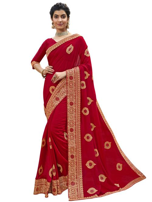 ethnic motifs embroidered saree with blouse - 17559541 - Very Small Image - 1