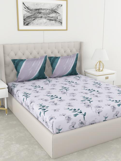 bianca 210tc satin 100% cotton king-size double bedsheet with 2 pillow cover - double-mercerized finish -3pc set- (chantal) - 17559722 - Very Small Image - 1