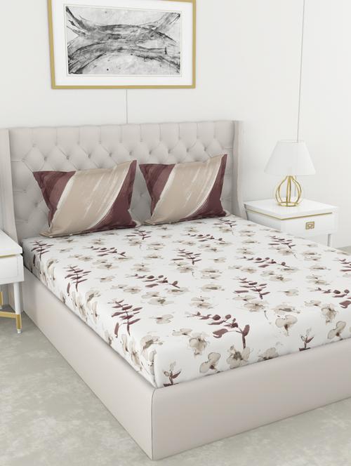 bianca 210tc satin 100% cotton king-size double bedsheet with 2 pillow cover - double-mercerized finish -3pc set- (chantal) - 17559724 - Very Small Image - 1