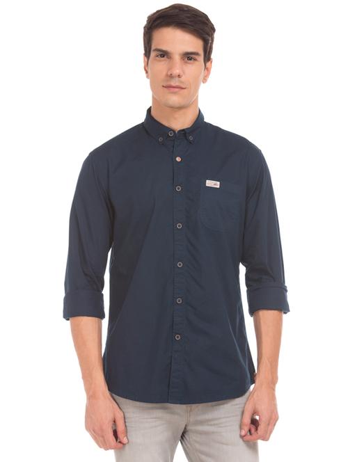navy blue solid casual shirt - 17560581 - Very Small Image - 1