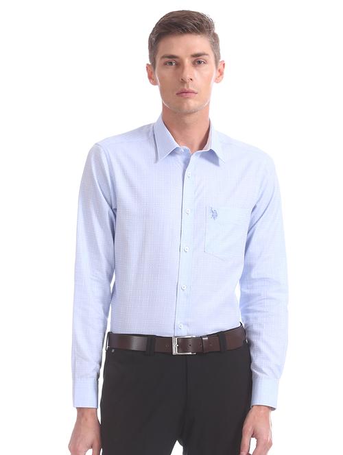 light blue printed formal shirt - 17561287 - Very Small Image - 1