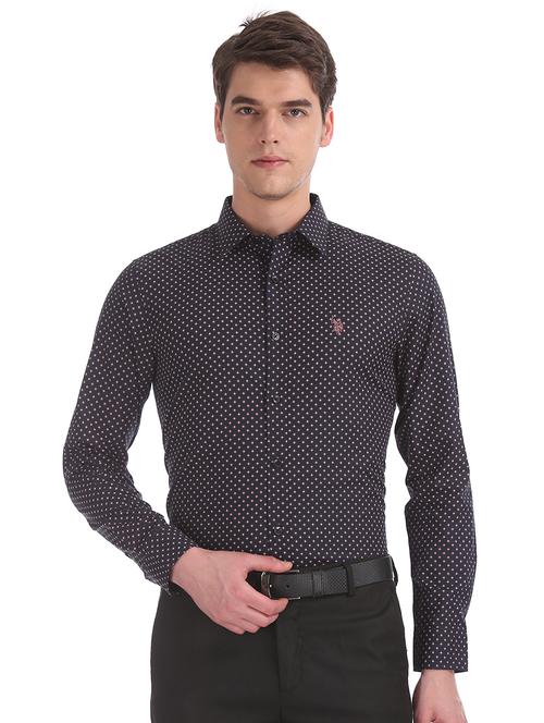 navy blue printed casual shirt - 17561390 - Very Small Image - 1