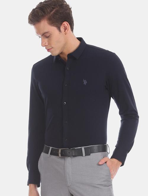 navy blue solid formal shirt - 17561429 - Very Small Image - 1