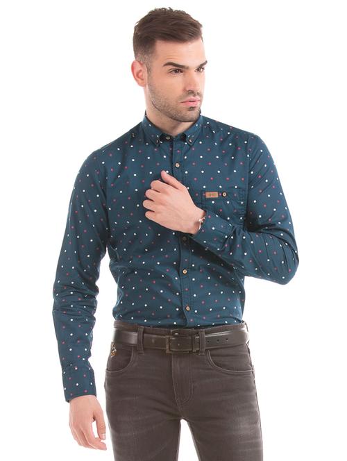 navy blue printed casual shirt - 17561473 - Very Small Image - 1