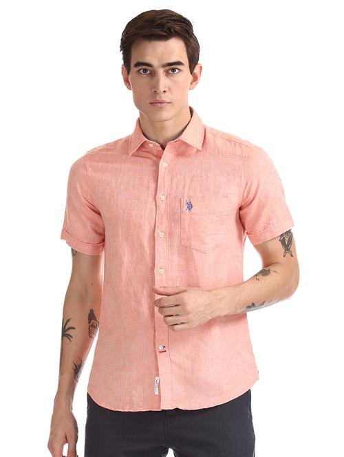 coral solid casual shirt - 17561742 - Very Small Image - 1