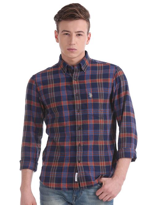 blue checkered casual shirt - 17561752 - Very Small Image - 1
