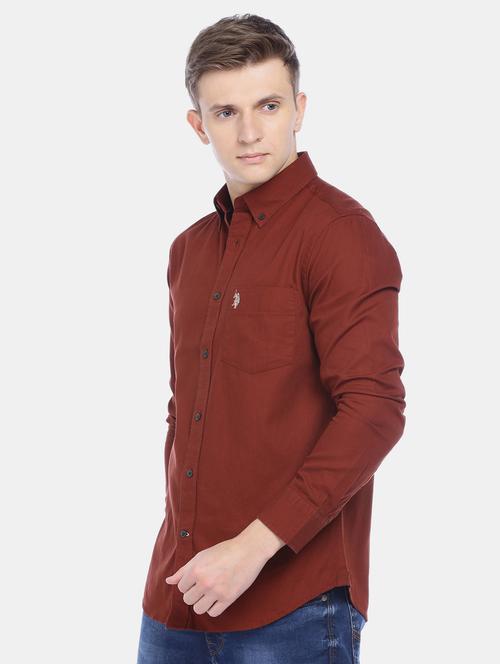 brown solid casual shirt - 17562036 - Very Small Image - 1