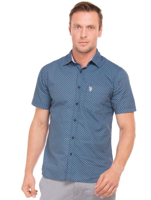 navy blue printed casual shirt - 17562082 - Very Small Image - 1
