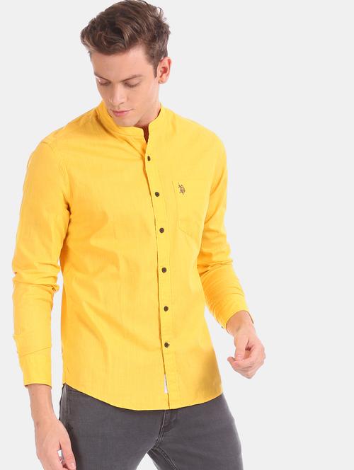 yellow solid casual shirt - 17562276 - Very Small Image - 1