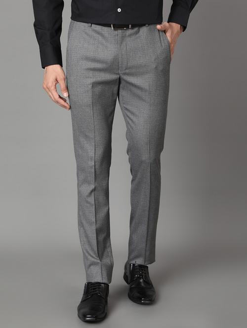 grey checkered  flat front trousers - 17562473 - Very Small Image - 1