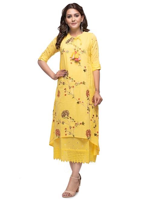 embroidered layered kurta - 17562521 - Very Small Image - 1