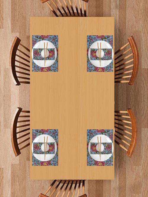 texstylers block printed pure cotton jaipuri print mat and napkin set(4 mat and 4 napkins) - 17563246 - Very Small Image - 1