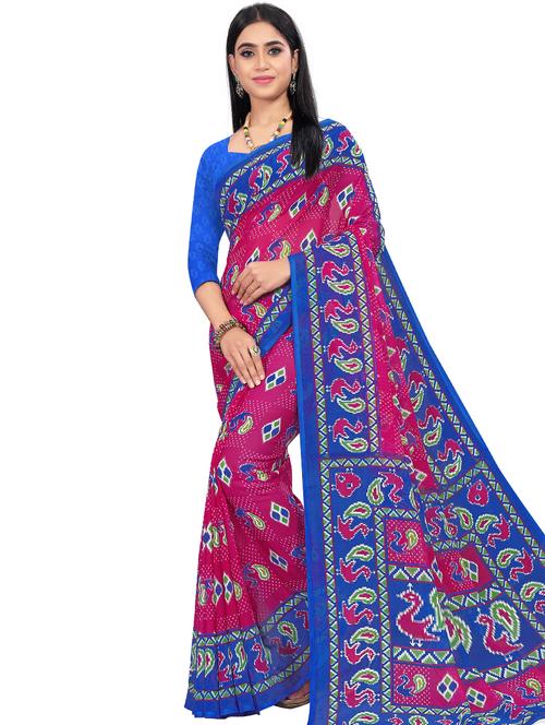 ikat printed saree - 17563322 - Very Small Image - 1
