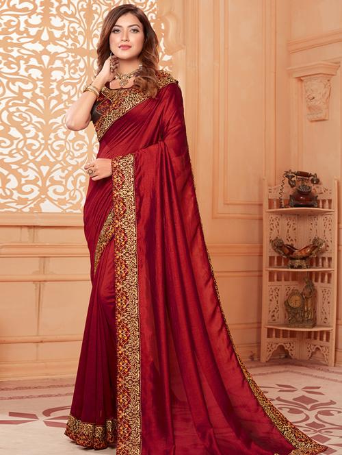 zari embroidered saree with blouse - 17564948 - Very Small Image - 1