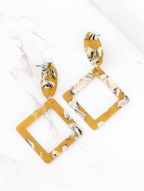 yellow metal drop earrings - 17565300 - Very Small Image - 1
