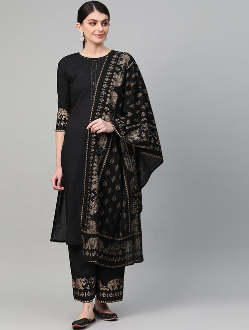 gold print kurta palazzo set - 17565573 - Very Small Image - 1