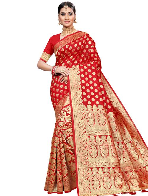 jacquard banarasi saree with blouse - 17566049 - Very Small Image - 1
