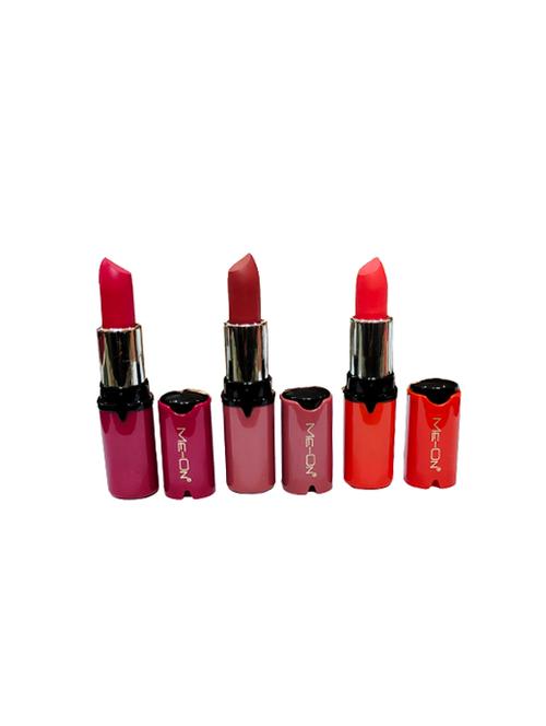 me-on pack of 3 luxurious pure long-lasting matte lipstick (wine, brown & orange) - 17566234 - Very Small Image - 1