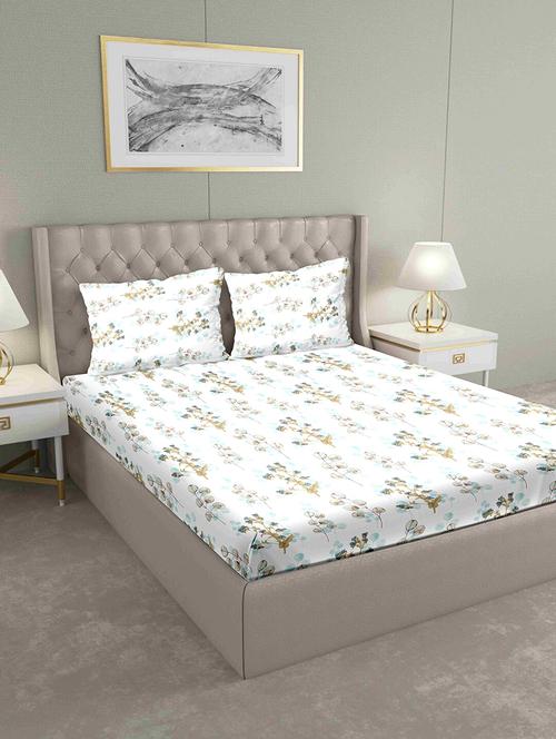 blueberry double bedsheet set super king size 180 tc cotton green colour - 17566260 - Very Small Image - 1