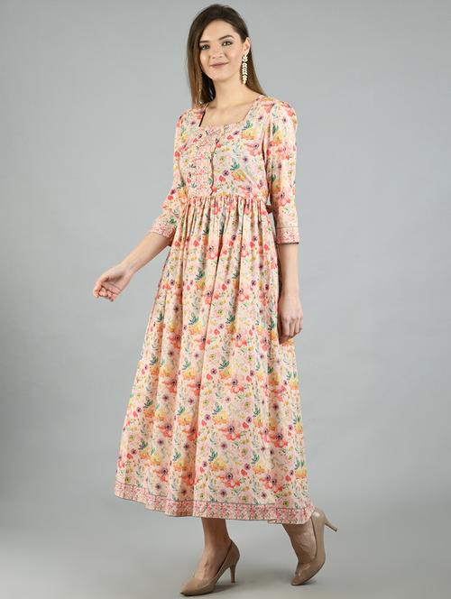 square neck floral maxi dress - 17566549 - Very Small Image - 1