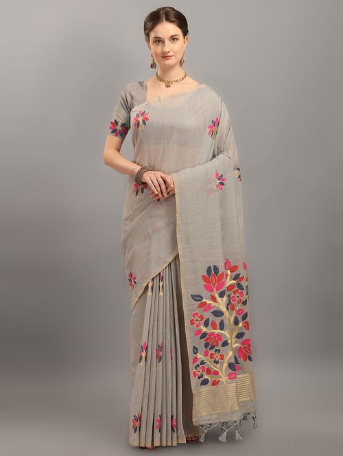 floral print saree with blouse - 17567910 - Very Small Image - 1
