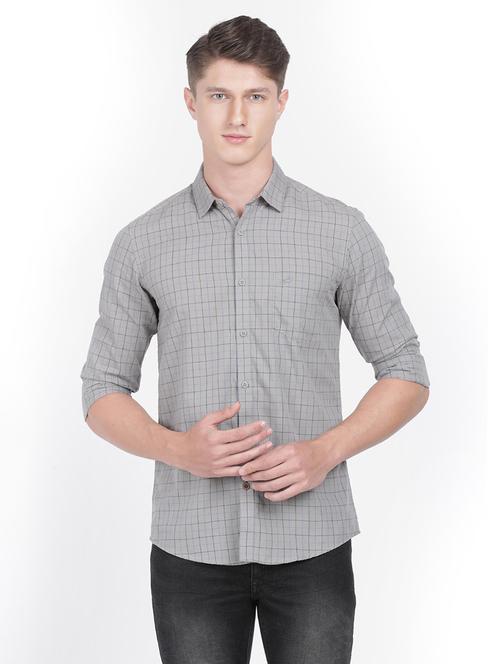 grey checkered casual shirt - 17568063 - Very Small Image - 1
