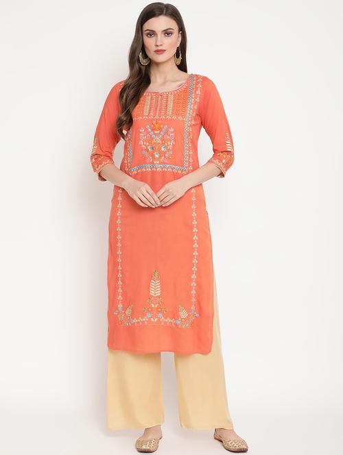 embroidered straight kurta - 17568517 - Very Small Image - 1