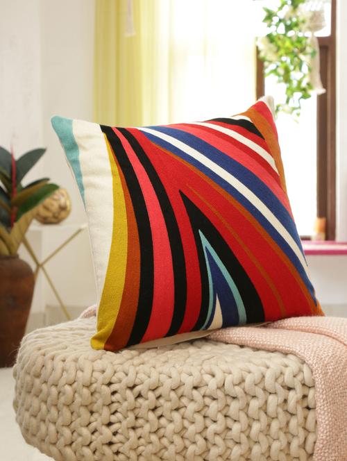 colorful abstract design embroidered cushion cover - 17568978 - Very Small Image - 1