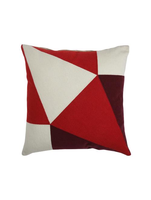 beautiful color block design red & white embroidered cushion cover - 17568979 - Very Small Image - 1