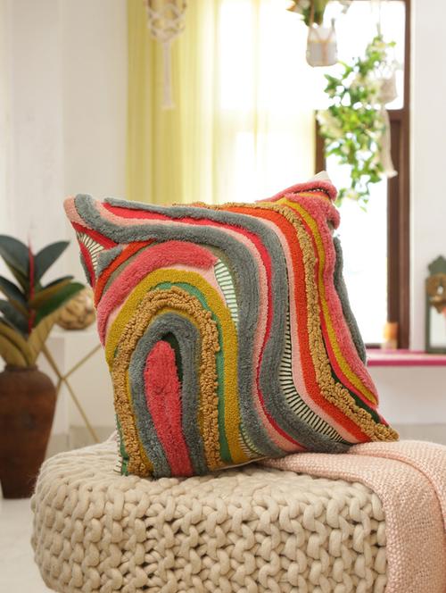 abstract design tufted colorful cushion cover - 17568990 - Very Small Image - 1