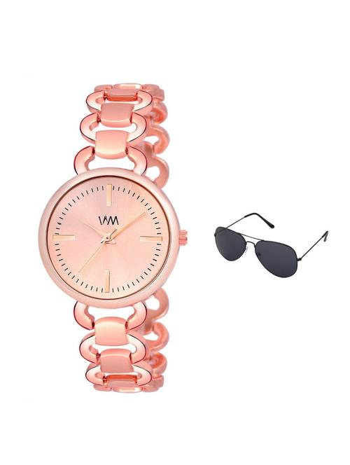 watch me rose gold stainless steel rose gold dial watch for women with free sunglasses wmal-367-wmg-002 - 17569816 - Very Small Image - 1