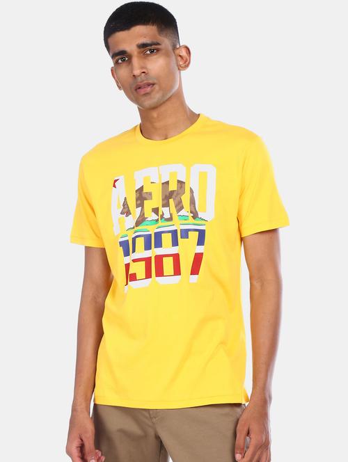 yellow chest print t-shirt - 17569963 - Very Small Image - 1