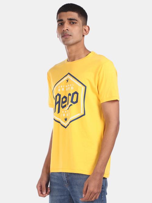 yellow chest print t-shirt  - 17570040 - Very Small Image - 1