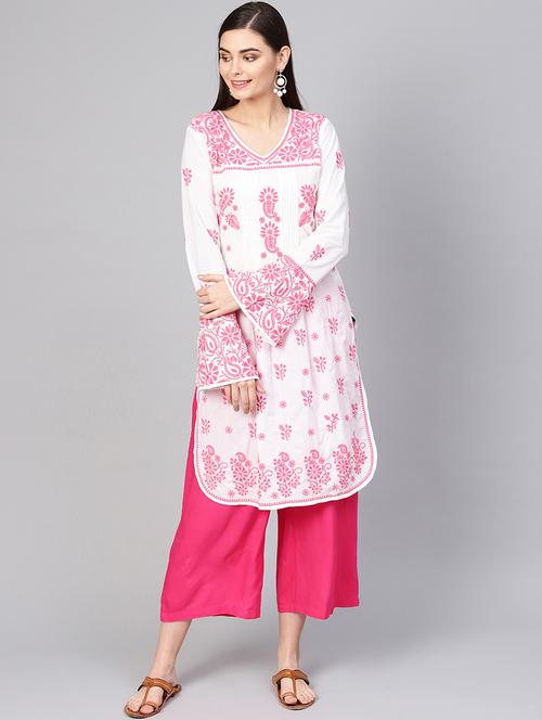 chikankari straight kurta - 17570240 - Very Small Image - 1