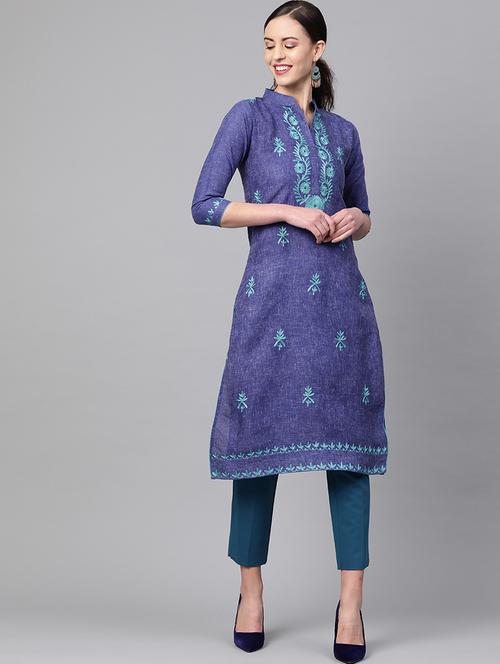 chikankari straight kurta - 17570246 - Very Small Image - 1