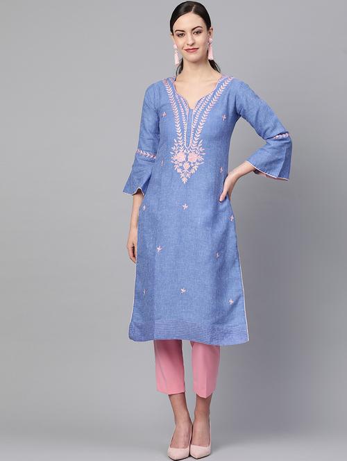 chikankari straight kurta - 17570248 - Very Small Image - 1