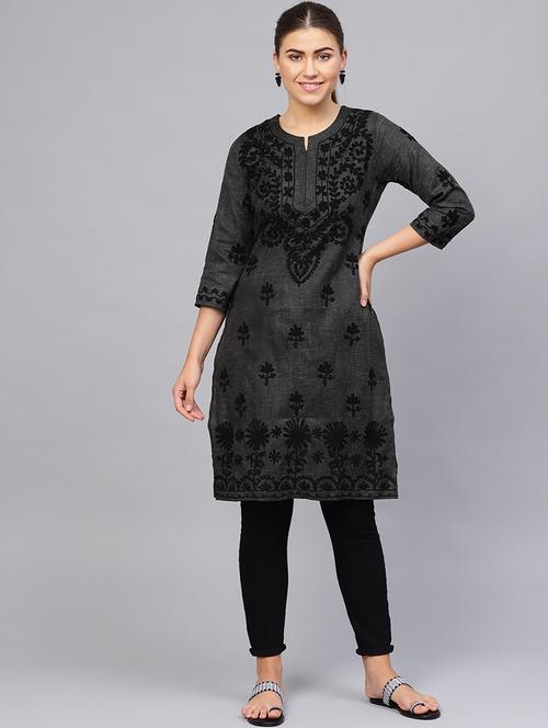 chikankari straight kurta - 17570251 - Very Small Image - 1