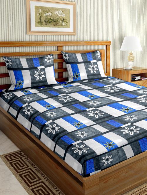 mysterious double bedsheet set king size 180 tc cotton blue colour - 17570742 - Very Small Image - 1