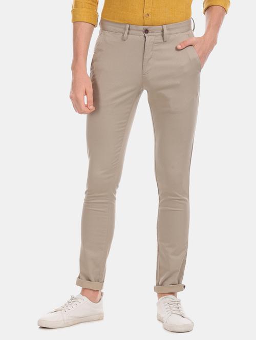 beige solid chinos - 17570823 - Very Small Image - 1