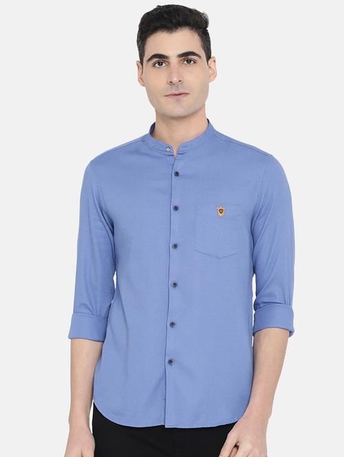 blue solid casual shirt - 17570835 - Very Small Image - 1