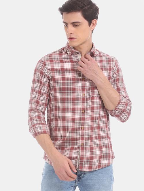 brown checkered casual shirt - 17570885 - Very Small Image - 1
