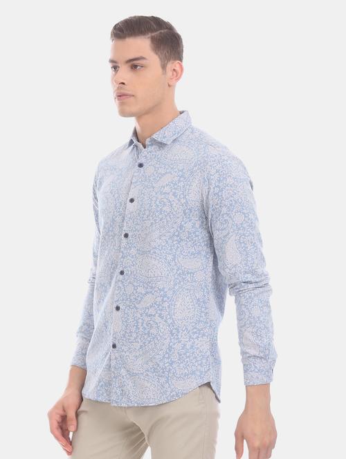 blue printed casual shirt - 17570927 - Very Small Image - 1