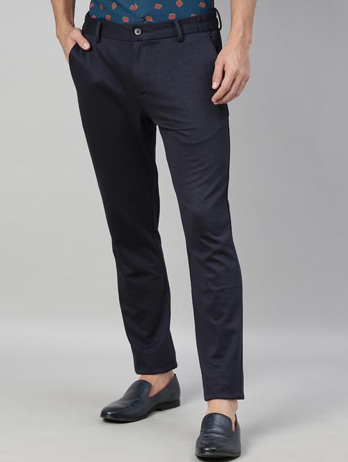 navy blue solid chinos  - 17571158 - Very Small Image - 1