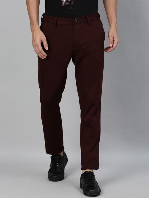 maroon solid chinos  - 17571162 - Very Small Image - 1